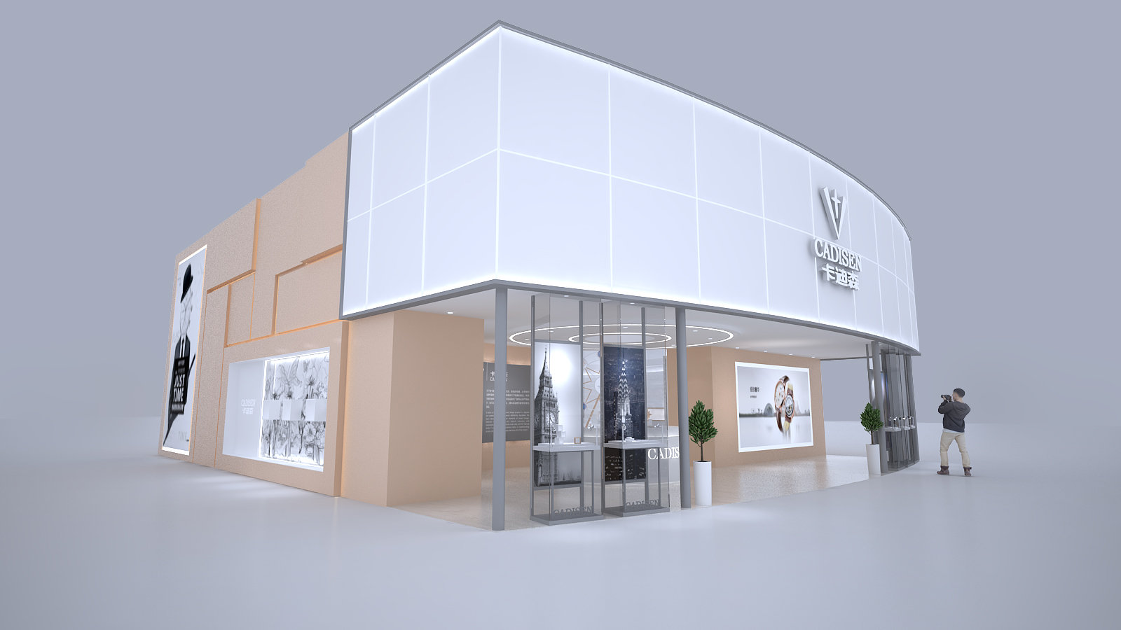 深圳橡塑展展台设计_展示柜,是展台设计落实到产品的市场上的。(图1)
